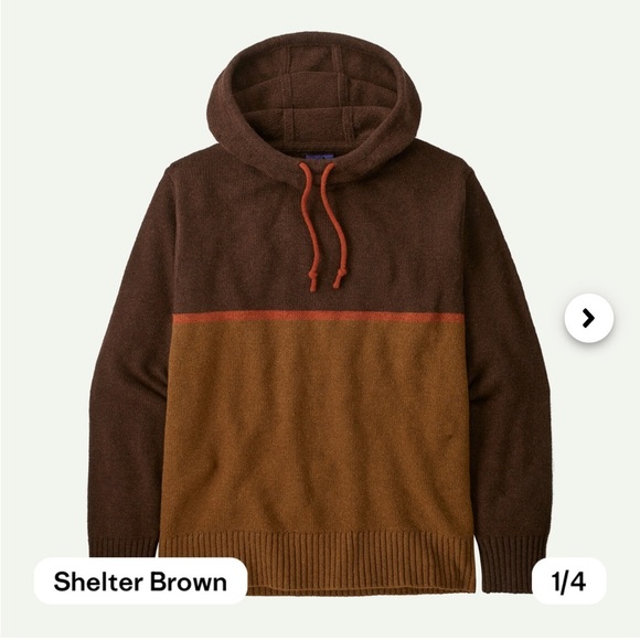 Patagonia Men's Medium Recycled Wool-Blend Sweater Hoody Hoodie Brown NWT - Picture 6 of 10